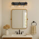 Hines 3 Light 25 inch Matte Black Bath Vanity Wall Light in Seeded Glass